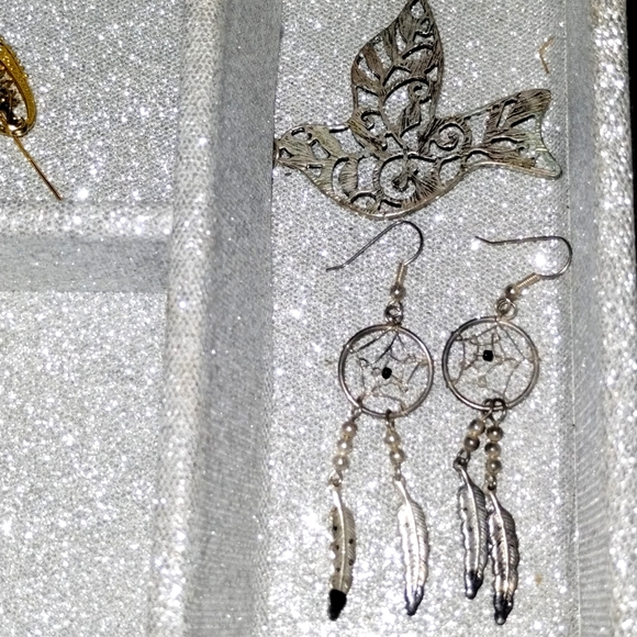 Gorgeous vintage silver bird pendant and dreamcatcher silver earrings - Picture 1 of 1